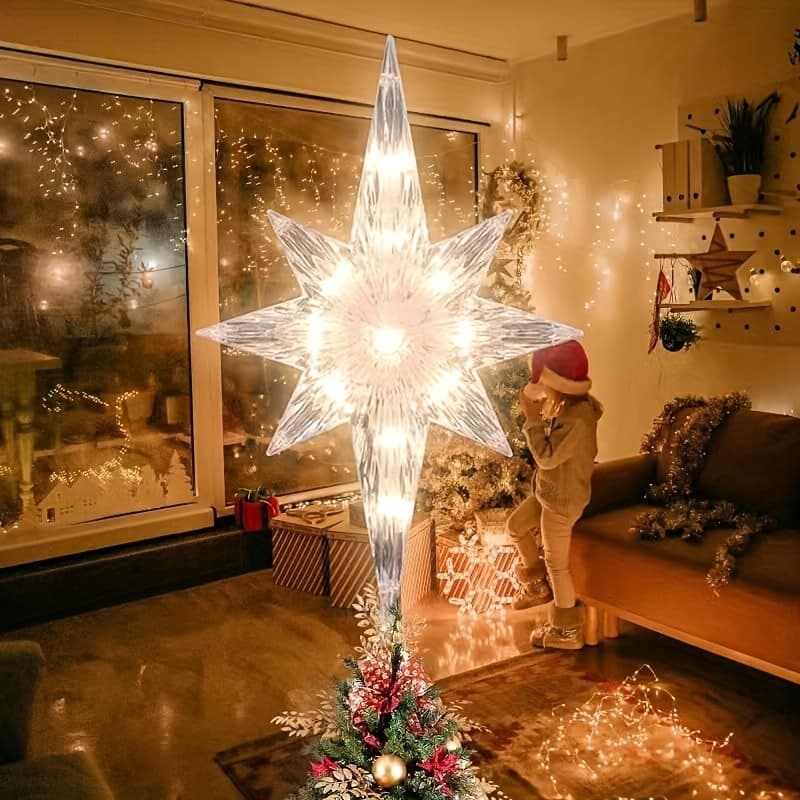 TEMU Christmas Tree Topper, Star Tree Topper (12 Inch 10 Lights )
