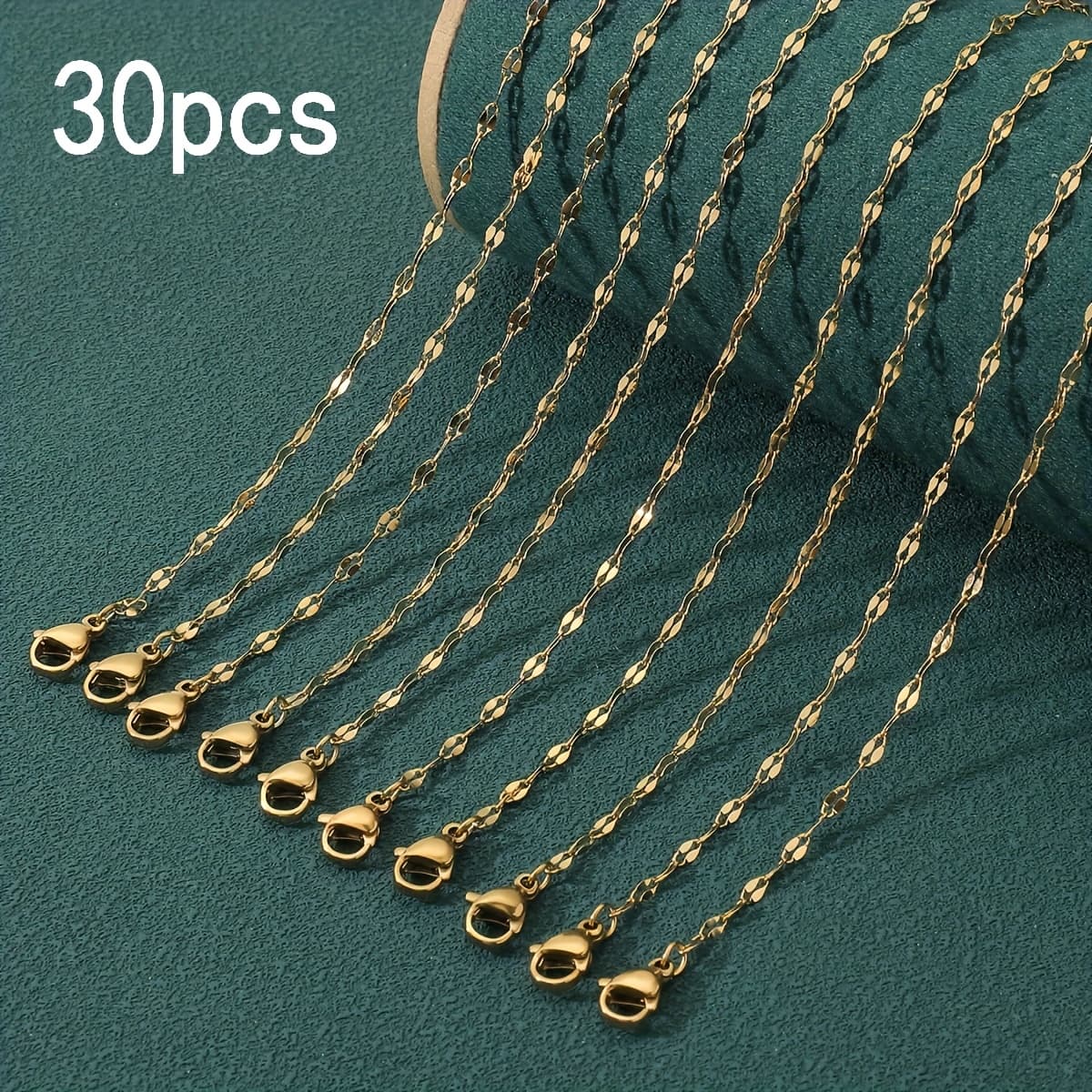 TEMU 30pcs Pack Of Stainless Steel Gold-colored Lip Chain (40+5cm) Cross Chain, Accessory, Easy, Versatile, And