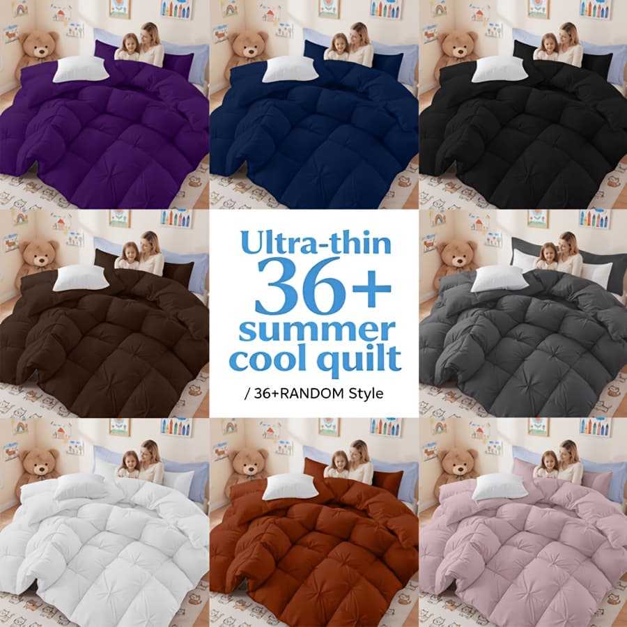 TEMU Beddingmaxx Quilt, Soft And Comfortable, Breathable Quilt, Box-style Sewn Solid Color Quilt, Machine-washable Modern Bedroom Bedding, Suitable For Bedrooms, Hotels And Guest Rooms, Random Color