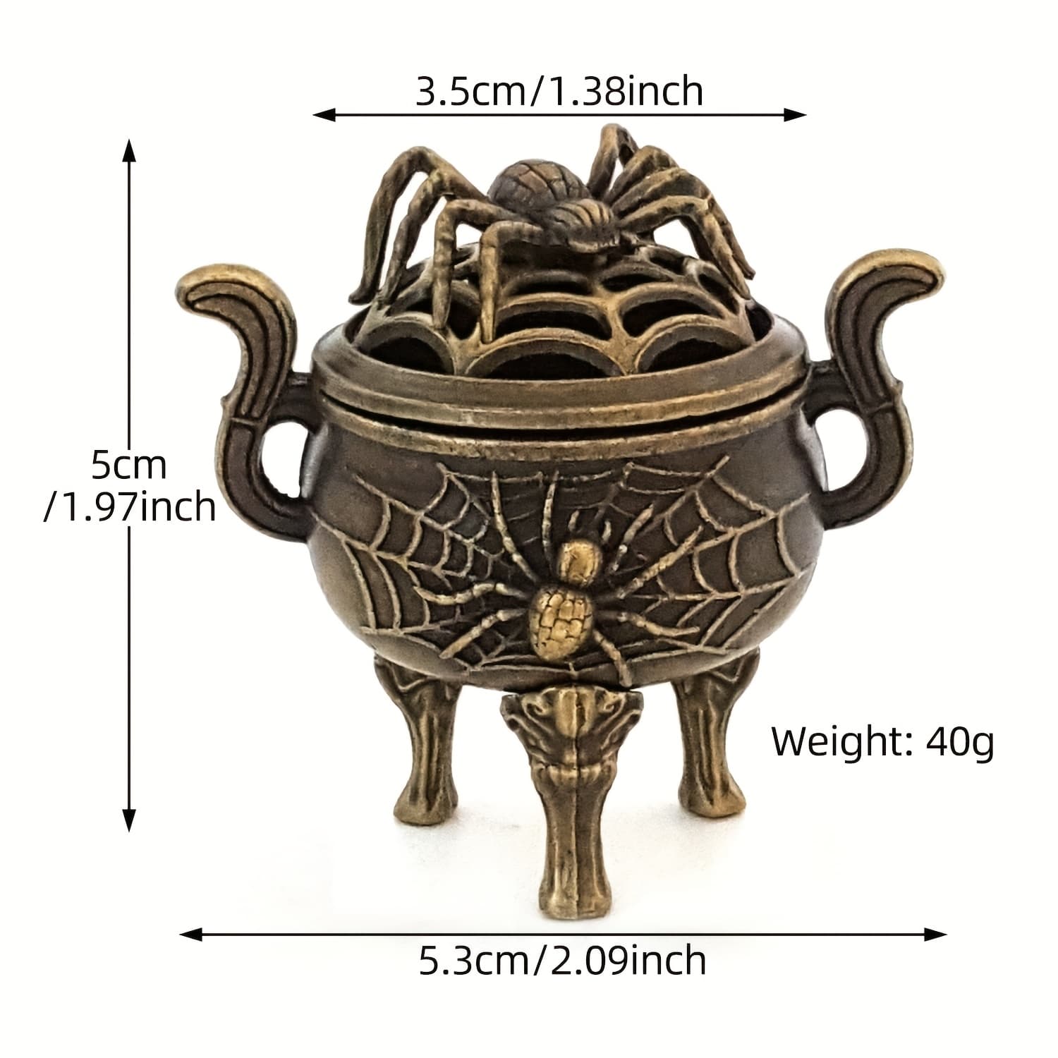 TEMU 1pc Incense Holder, -shaped Design, Tripod, Lidded Alloy Incense Holder, Suitable For Meditation, Yoga, Spa, Home And Office Decoration, Perfect Halloween Decorations, Holiday Gifts