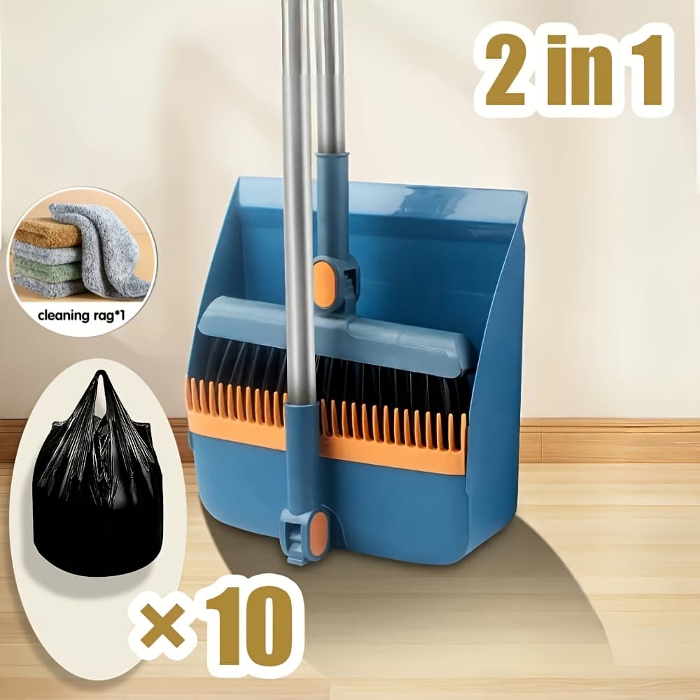 TEMU 3pcs/set Household Broom, Dustpan Floor, Brush Set, Sweeping, Scrubbing With Comb Tooth Dustpan, Outdoor And Patio Cleaning, Essential Cleaning Supplies