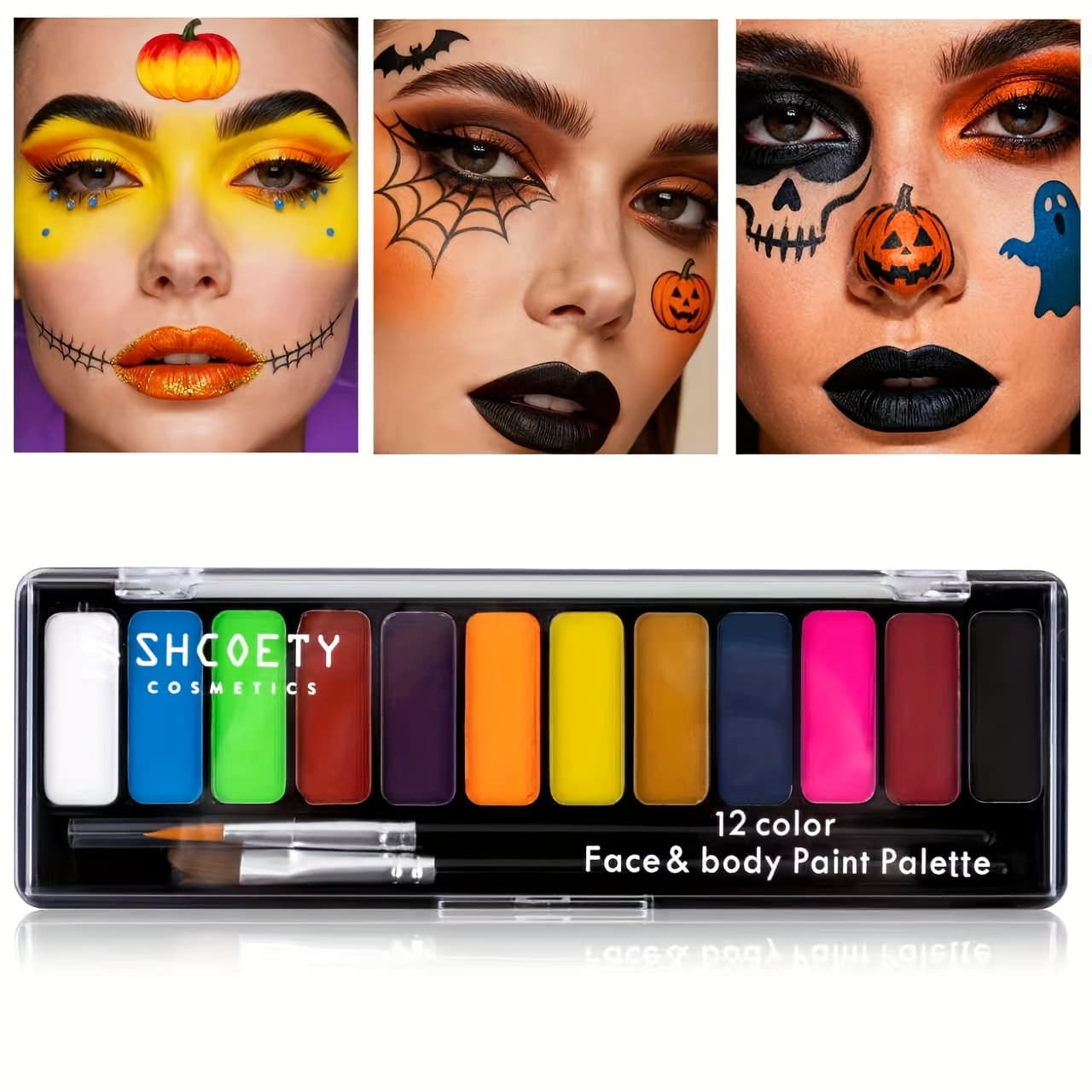 TEMU Facial Painting Human Body 12-color Water-soluble Paint Brush Combination Set