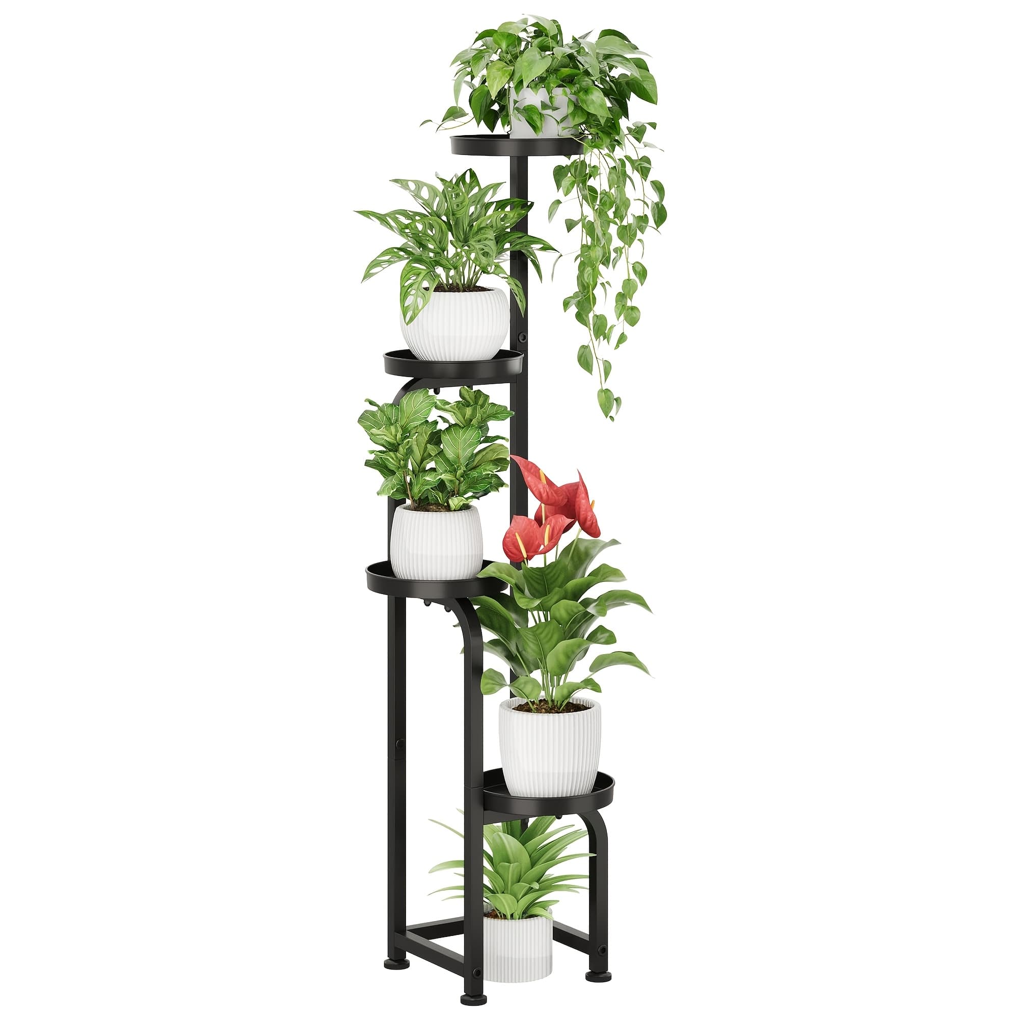 TEMU 4 Tier Heavy Duty Plant Shelf Tall Plant Stand Indoor Outdoor, Corner Metal Flower Pot Stands For Multiple Plants For Patio Garden Room Bedroom