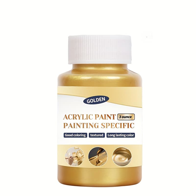 TEMU Metallic Golden Gilding Paint 100ml - Effect Acrylic Craft Paint, High Gloss Finish For Wood, Canvas, Metal, Ceramic, Furniture , Rock Painting & Wedding Decorations