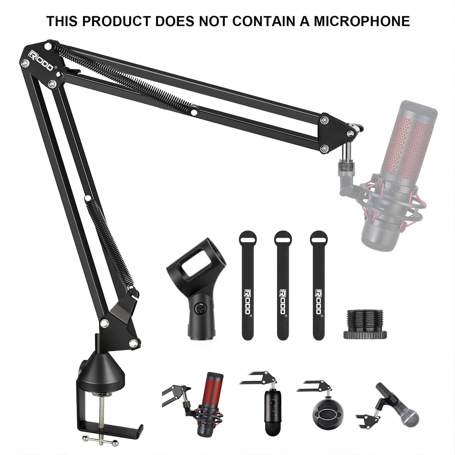 TEMU Rodd Ak-35 Premium Alloy Microphone Boom Arm - Desk Stand With Xlr Connector For Blue , Snowball Ice, &