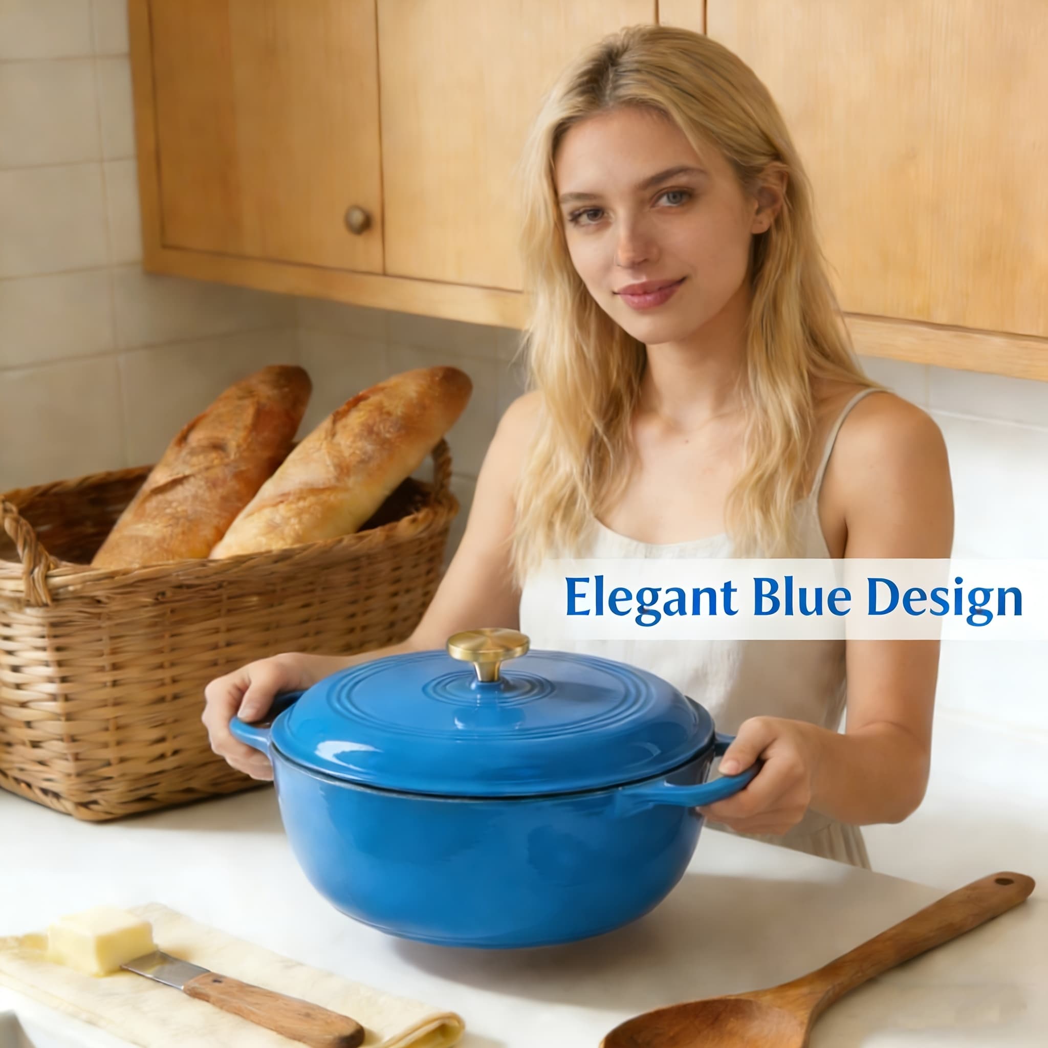 TEMU 4qt Enameled Cast Iron Dutch Oven With Lid -dual Handles -oven To 500°f Or On Stovetop - Use To , Cook, Bake, Refrigerate And Serve Heavy-duty Cookware Cooking, Roasting, Baking With Lid