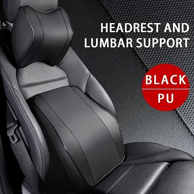 TEMU 1 Set Car Headrest And Lumbar Pillow Memory Foam Car Neck/lumbar Pillow, Car Seat Back Cushion, Driver Lumbar Cushion, Comfortable Pillow For Car