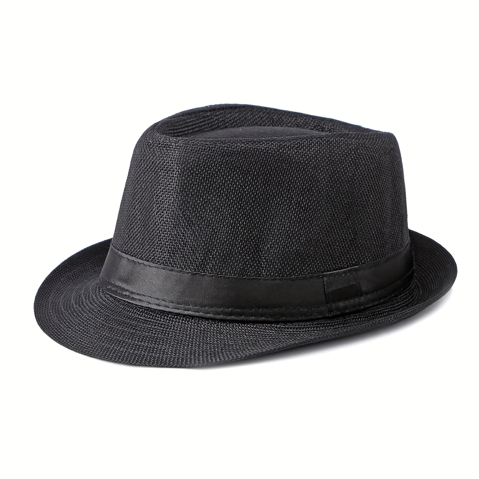 TEMU Simple Short Brim Panama Sun Hat Breathable Linen Fedora Hat Summer For Men Women