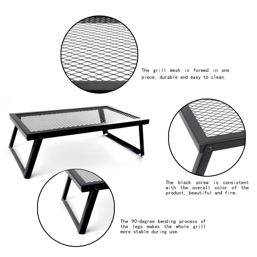TEMU 22 Inch Portable Folding Campfire Grill, Heavy Duty Grill Camping Grill, Outdoor Cooking Rack With Legs, Storage Rack For Camping Fire Pit, Outdoor Gifts For Men