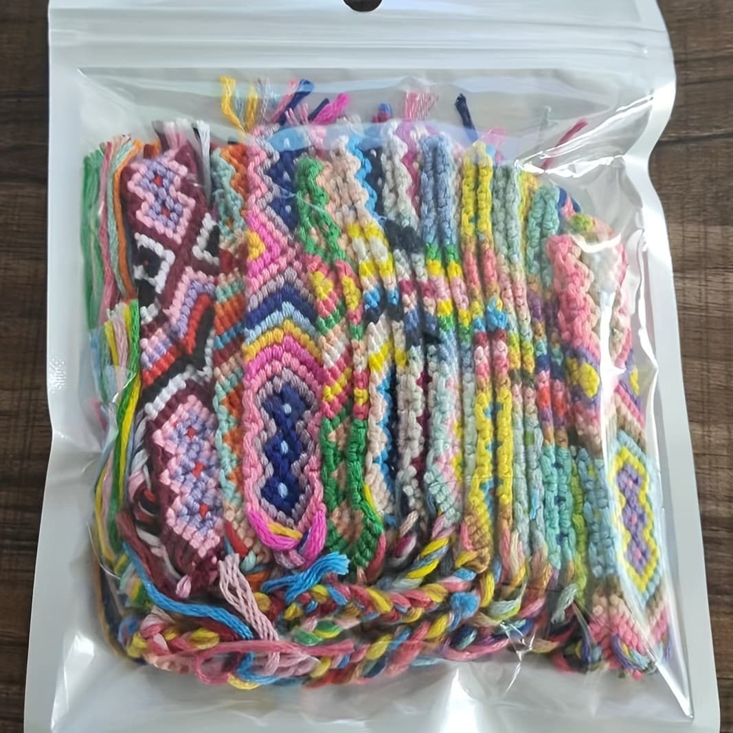 TEMU A Set Of 12pcs, Sold In Random Colors, Bohemian Style Hand-woven Friendship Bracelets, Popular European And
