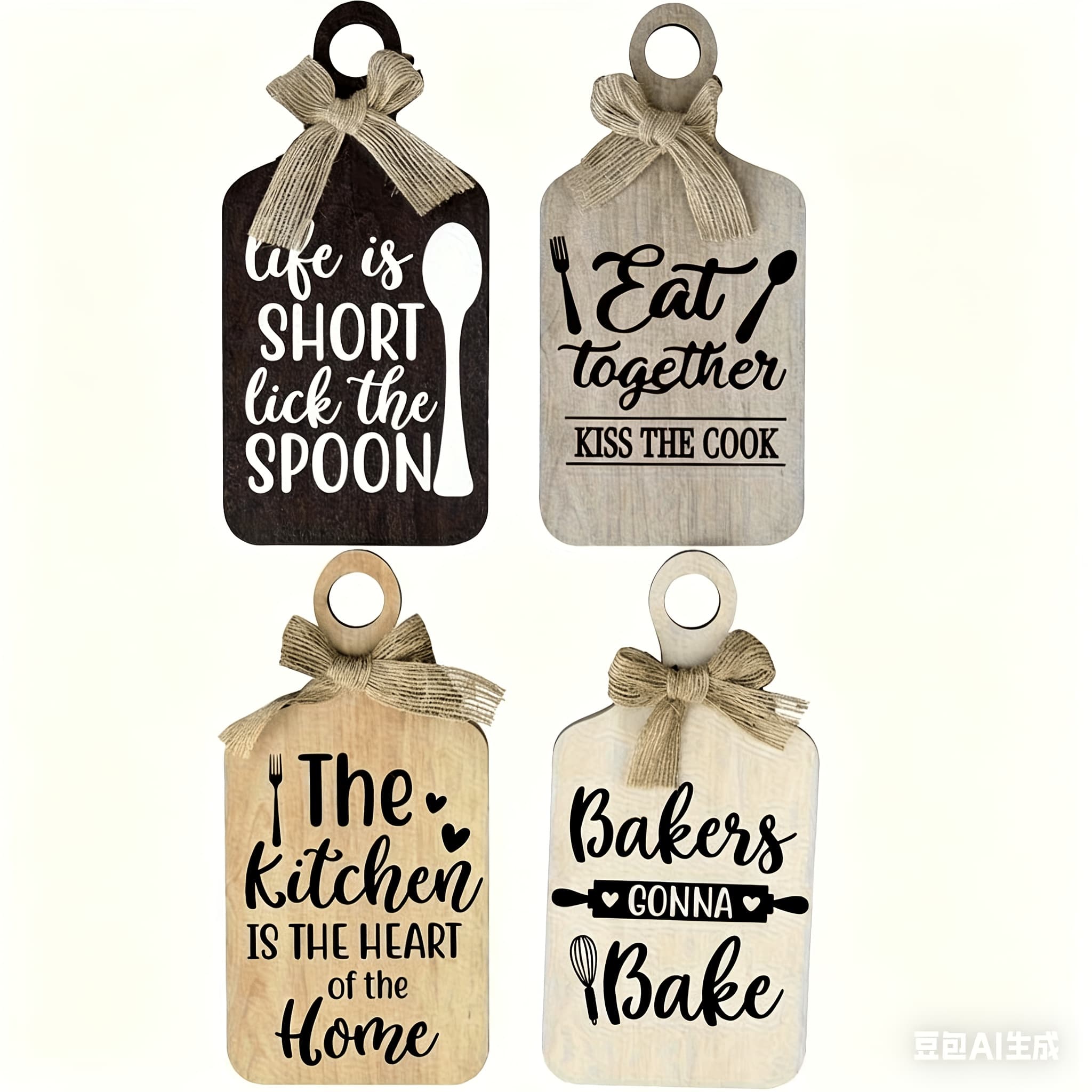 TEMU 2d Flat Surface, 2d Flat Surface 4pcs Set Easy Wooden Kitchen Cutting Board Sign Decoration Country Style Layered Board Decoration " Homemade" Wooden Wall Art Plate