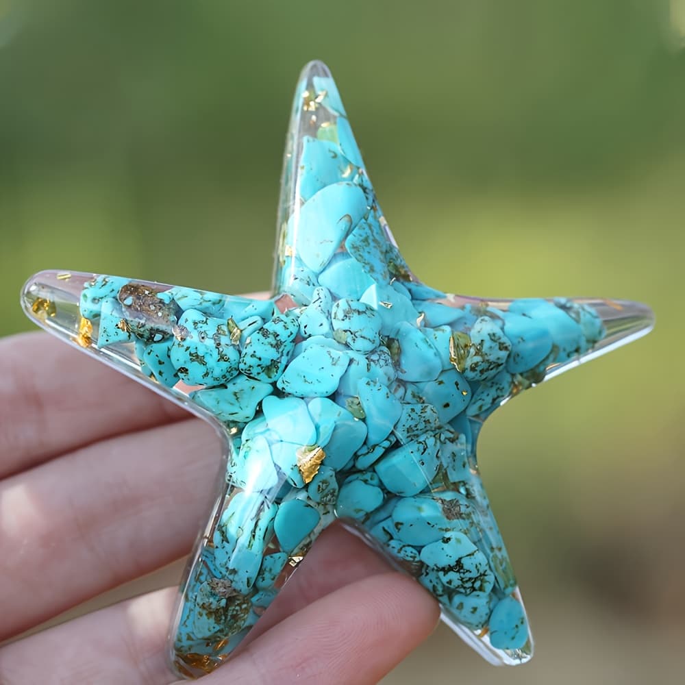 TEMU 1pc Random Color Crystal Resin Gravel Starfish Ornament, Room Decor Piece, Holiday Gift Pick