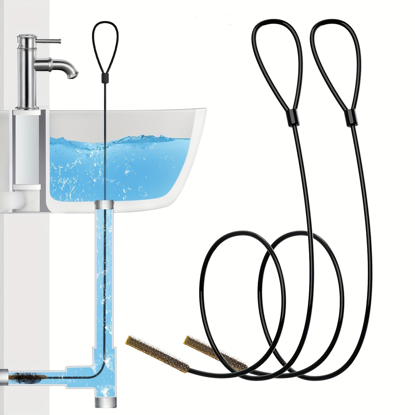 TEMU A Set Of 2, -inch Drain , Suitable For Unclogging Sinks, Made Of Anti-breakage Steel And Nylon Coating, Ideal For Cleaning Shower Drains, Bathroom Clogs, And Kitchen Sinks