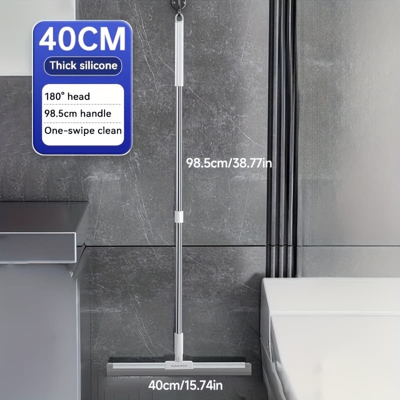 TEMU Multifunctional Broom With 38.78-inch (. 98.5cm) Handle Floor Scraper, Suitable For Household Floor Cleaning, Bathrooms, Glass Windows And Stains.