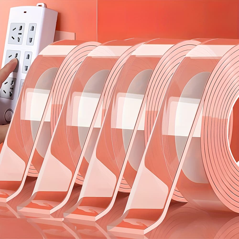 TEMU 4pcs Of Essential Heavy Duty Double - Sided Nano Tape, Suitable For Home, Office And Car, Removable, Washable, Traceless And Sticky, Multi Purpose And Reusable.