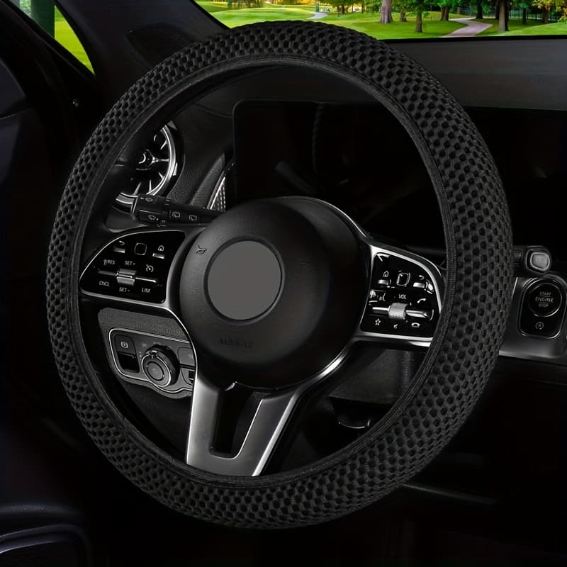 TEMU Universal Car Steering Wheel Cover, Coarse Mesh, No , Anti-slip, Wear-resistant, Comfortable Grip, Suitable For All , Washable, 15 Inches, For Car/car Interior