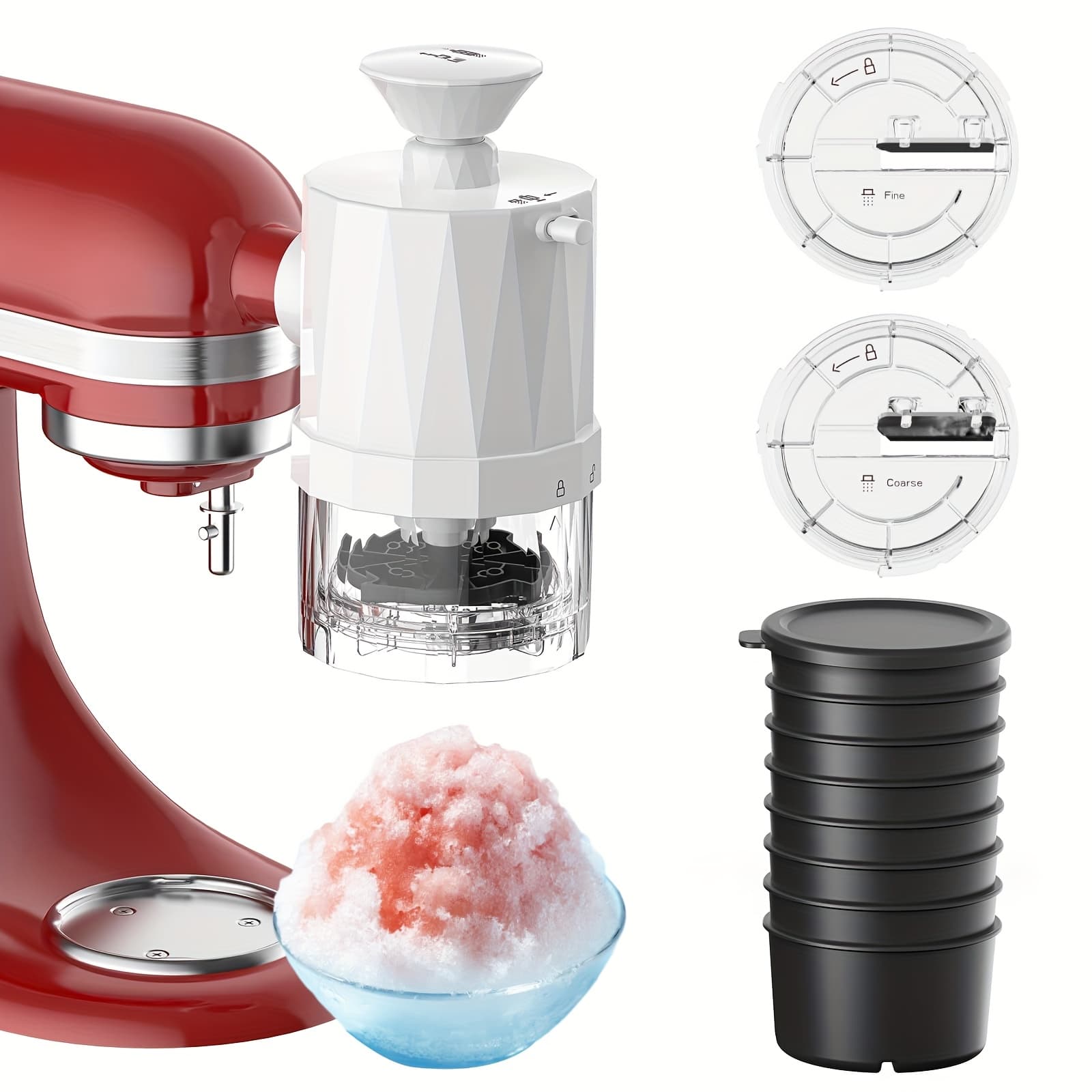 TEMU Attachment For Stand Mixer, Snow Cone Machine With Coarse And Fine , 8 Ice Cube Molds, Accessories And Attachments