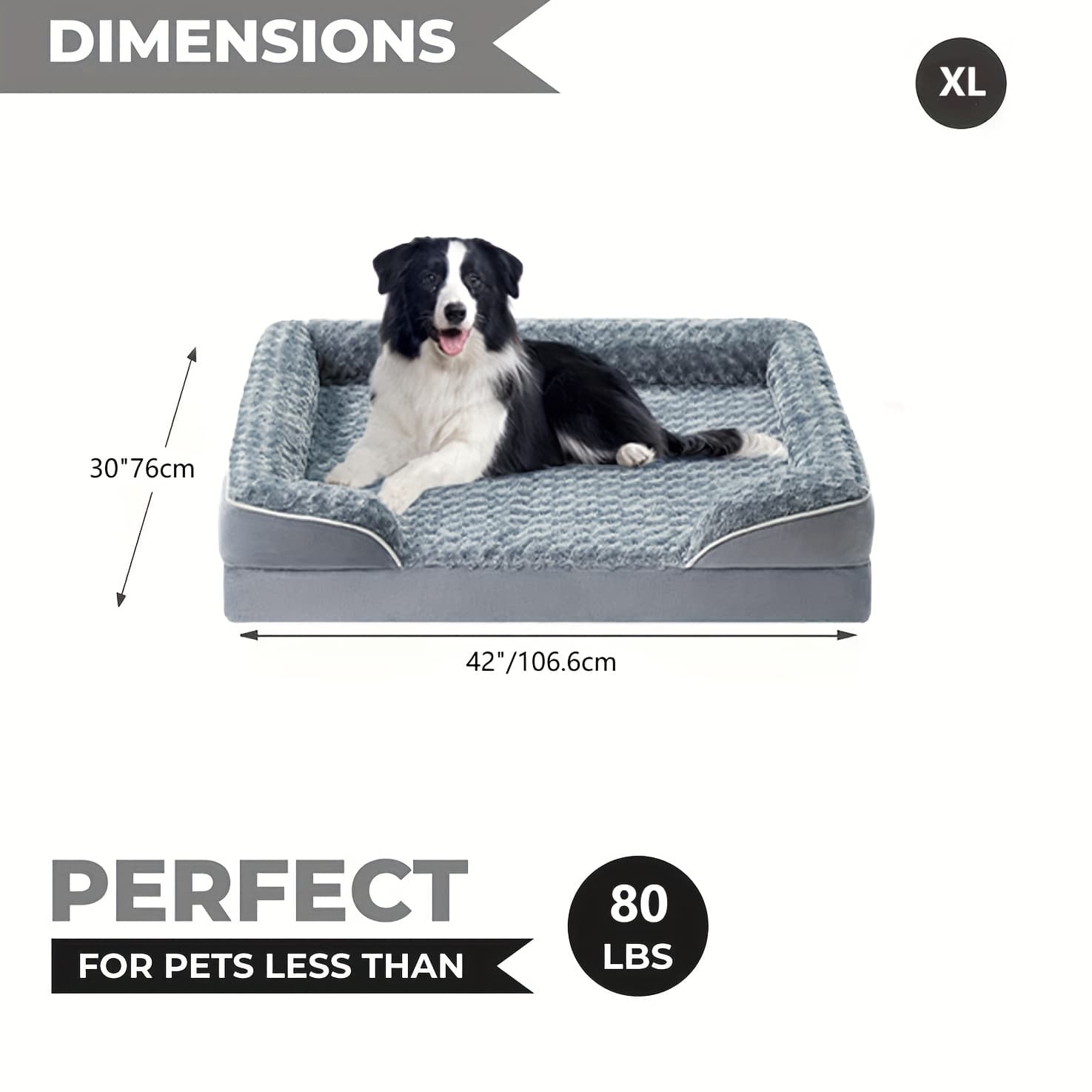TEMU Dog Bed For Extra Large Dogs - Washable Giant Bed, Dogs Couch Sofa With Washable Removable Cover, Pet Bed With Bottom, Grey