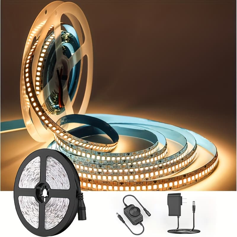TEMU Dimmable Led Strip Light 32.8ft 1200led, 2835smd 24v Led Flexible Rope Light, Suitable For Bedroom, Kitchen, Closet, Cabinet, Bedroom Decoration