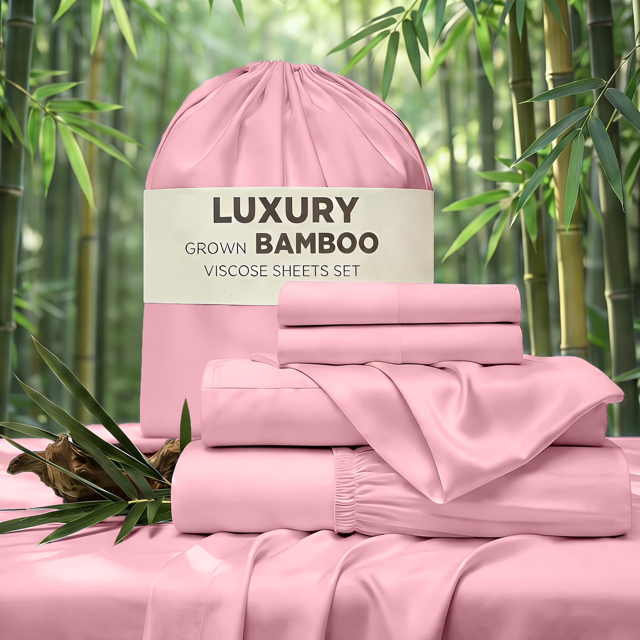 TEMU Cooling Sheet & Pillowcase Sets - 4pcs Bedding -rayon Derived From Bamboo, Deep Pocket Up To 14" Hotel Luxury, , Cooling Bed Sheets - Wrinkle, Fade, Stain Resistant Suitable For Room Decor