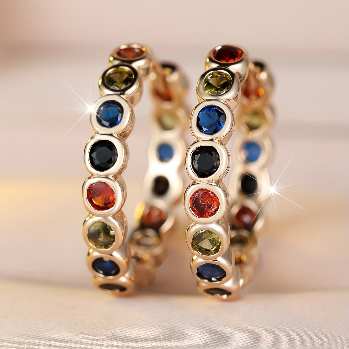 TEMU Angol Fashionable And Luxurious Hoop Synthetic Synthetic Zirconia Earrings, A Holiday Gift For Her