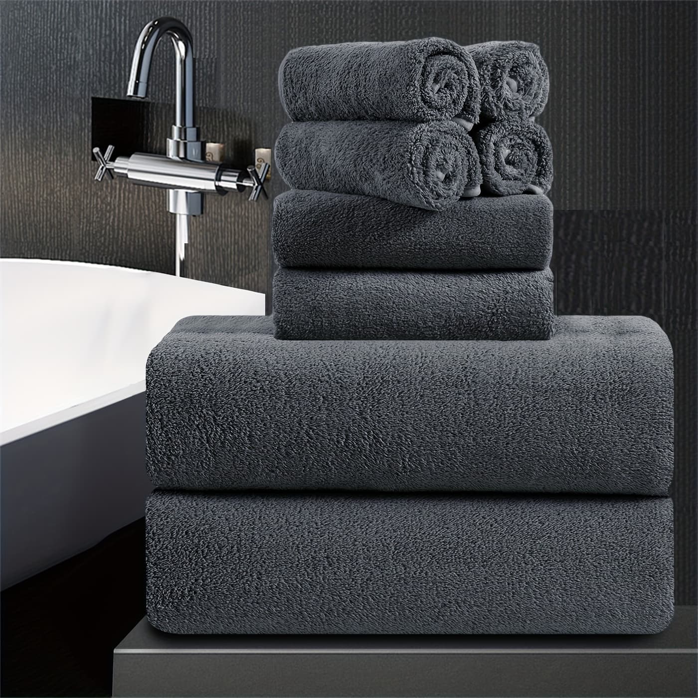TEMU 8pcs Extra Large Bath Towels Set 35" X 70", Premium Towel Set For Bathroom Gym Oversized Bath Sheet Ultra- Thick Lightweight Absorbent Fast Dry Towel For Daily Use, 750gsm
