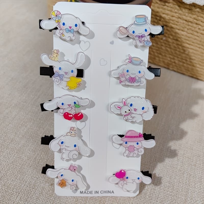 TEMU Set Of 10 Cinnamoroll-themed Hair Clips - Cute Decorative Bobby Pins And Stylish Hairband Additions, Ideal For , A Present For And Women, For Halloween