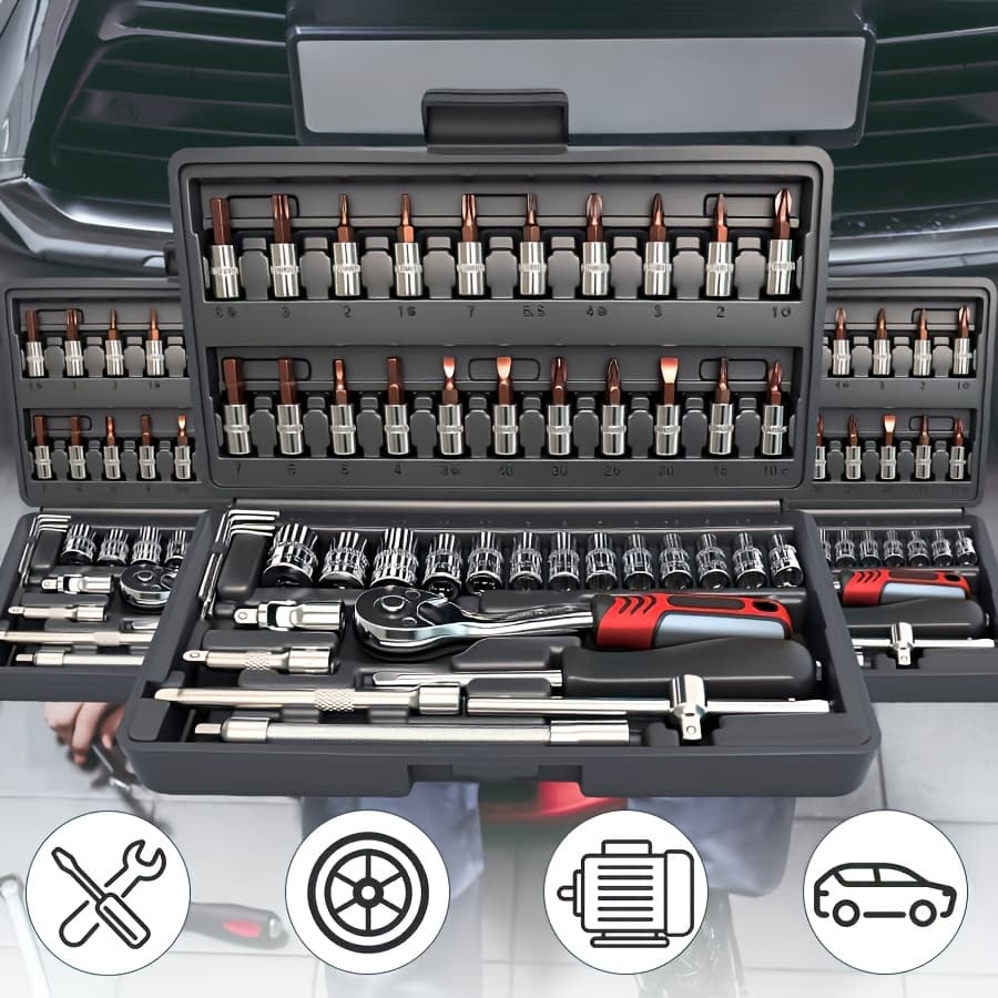 TEMU 45/52/215pcs High-end Professional Tool Set, Torque Wrench, Auto Parts Repair, Outdoor Bicycle Repair Tools, Gifts For Fathers, Husbands And Workers