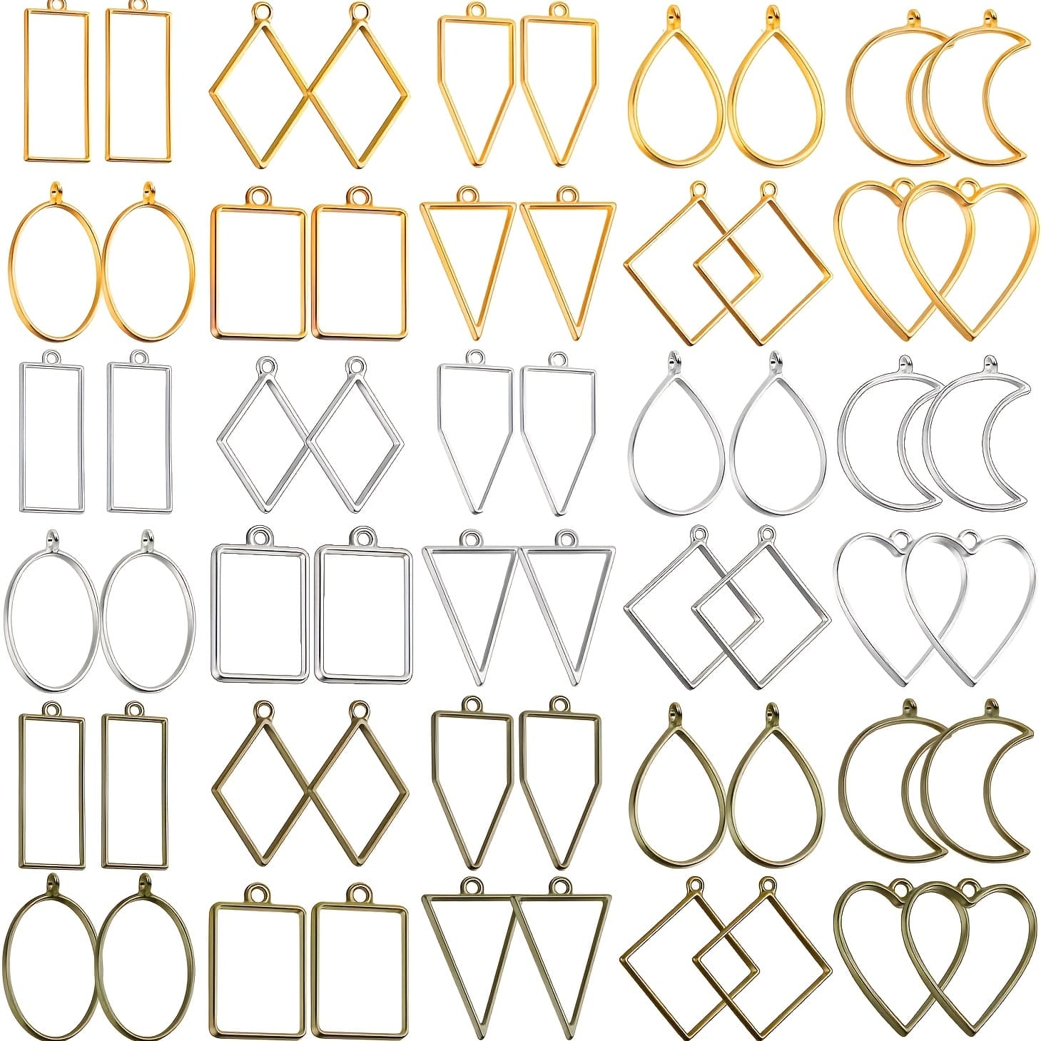 TEMU 60pcs Of Resin Hollow Frame Pendants - Supplies For Crafting Necklaces And Earrings