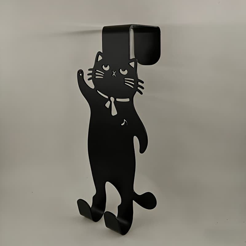 TEMU 1pc Metal Cute Cat Over-the-door Hanging Hook, No-drill Clothes Hook For Behind Doors, Suitable For Home, Office, Dorm, For Cat Lovers