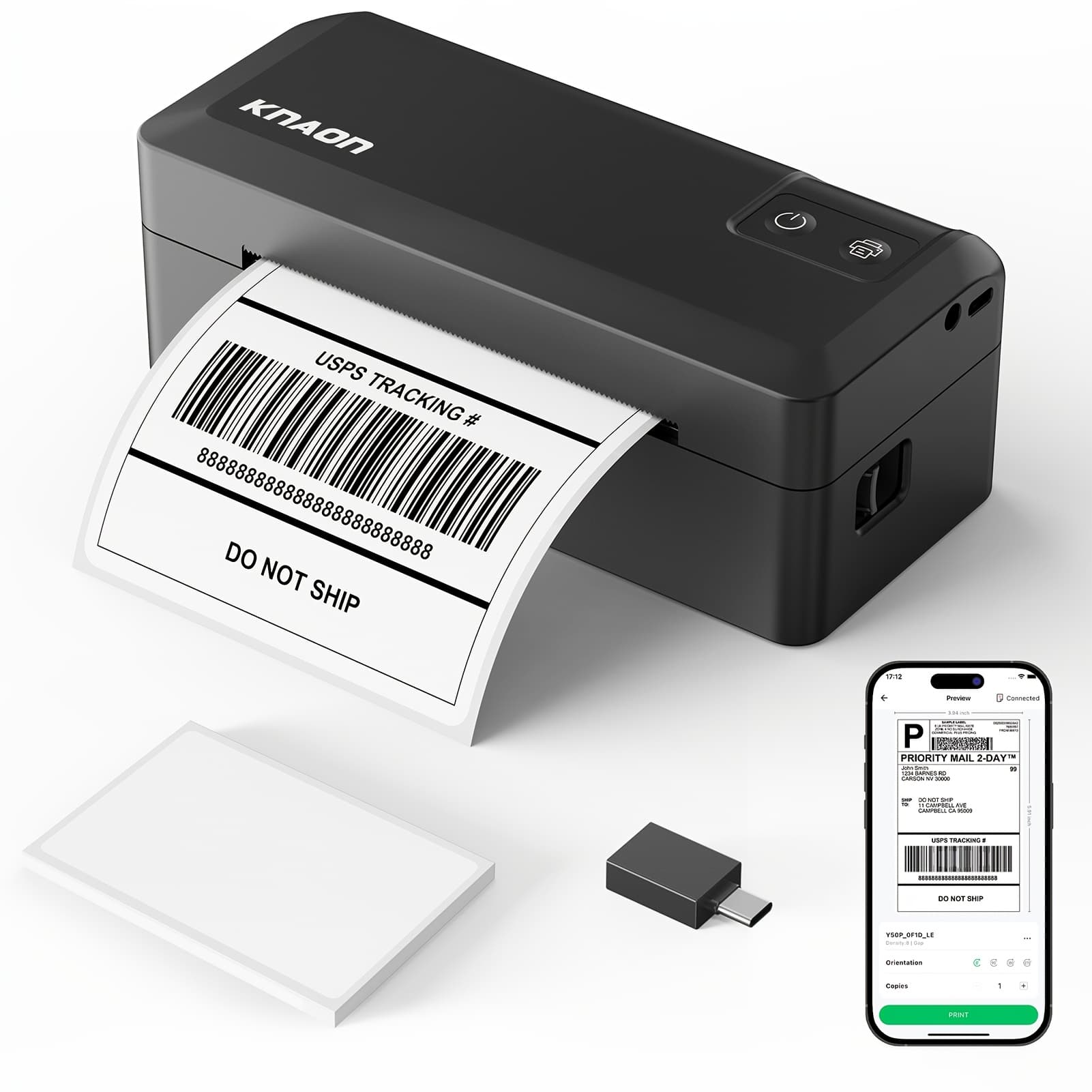 TEMU Wireless 4x6 Thermal Label Printer, Compact Desktop For Shipping & Mailing, Effortless Use With Windows, Gift For Small Business Home Office (black)