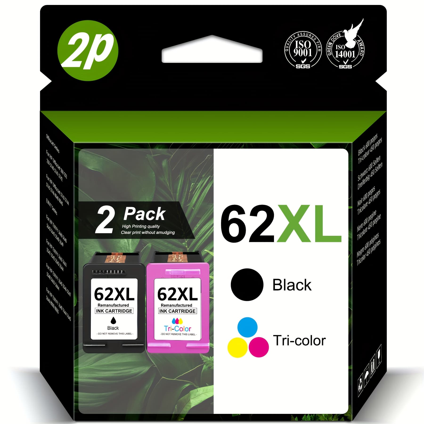 TEMU 62xl Ink Cartridges Replacement For Ink 62 62xl For Hp62 Black Color Cartridge Work For 5540 5545 5640 5642 5660 5664 5665 7640 7645 8000 250 5740 5742 5743 5745 8040 Printers