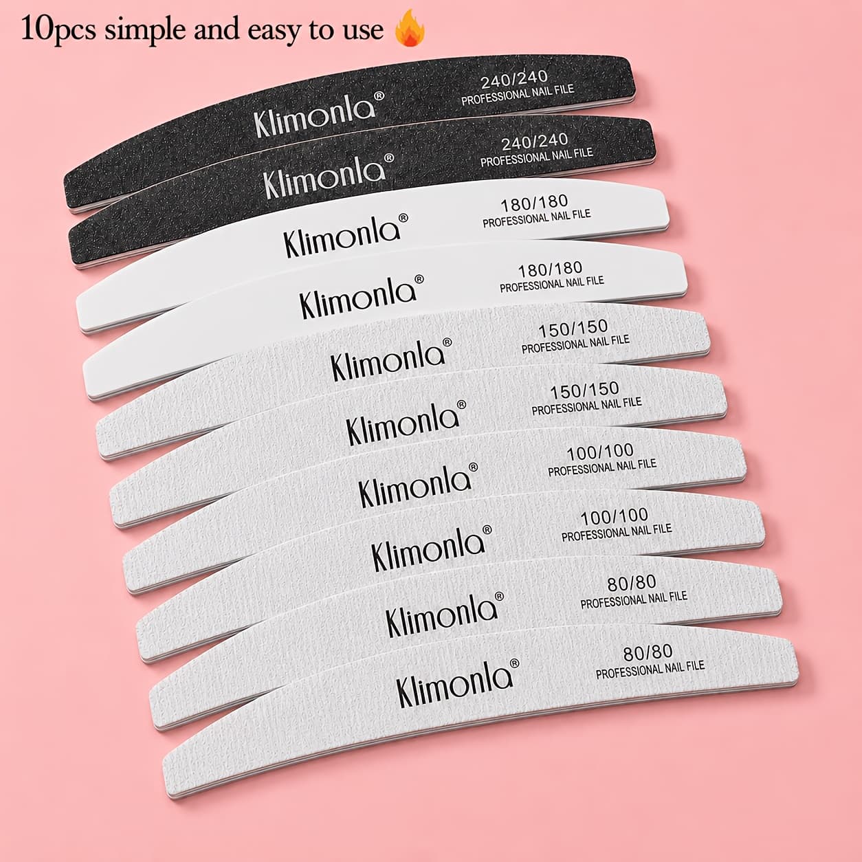 TEMU High-quality Nail Filing And Shaping Tools, Including Gray Sanding Strips And Half-moon Files, In Packs Of 5 Or 10, Complete With An Opp Bag.