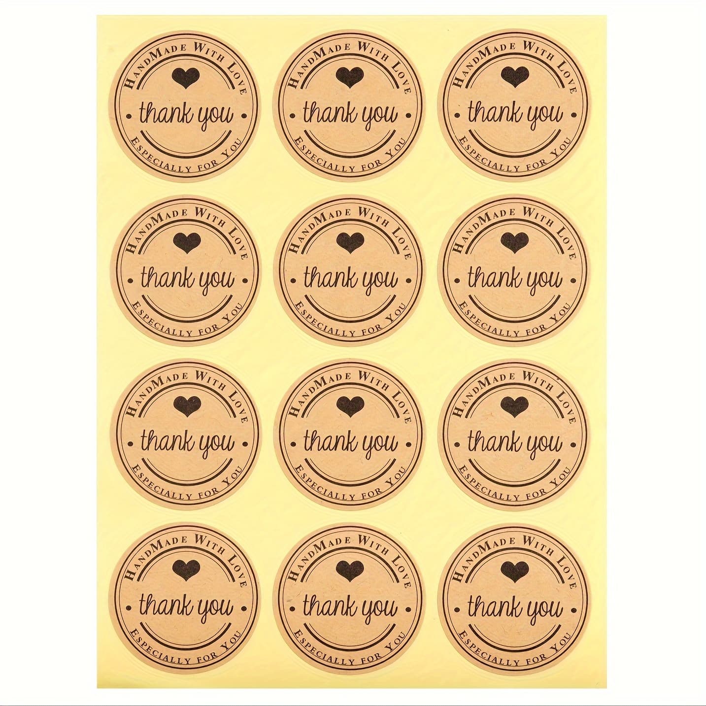 TEMU 120pcs Thank You Sticker With Heart Paper Handmade Labels Sticker For Business Envelope Sealing Stationery Sticker