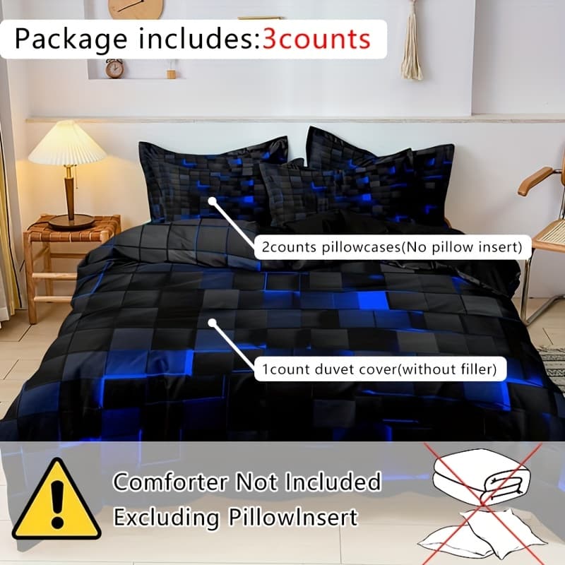 TEMU Modern Black And Red Geometric Pattern Bedding Set For Bedroom Fashionable Black And Red Bedding Collection For A Contemporary Bedroom