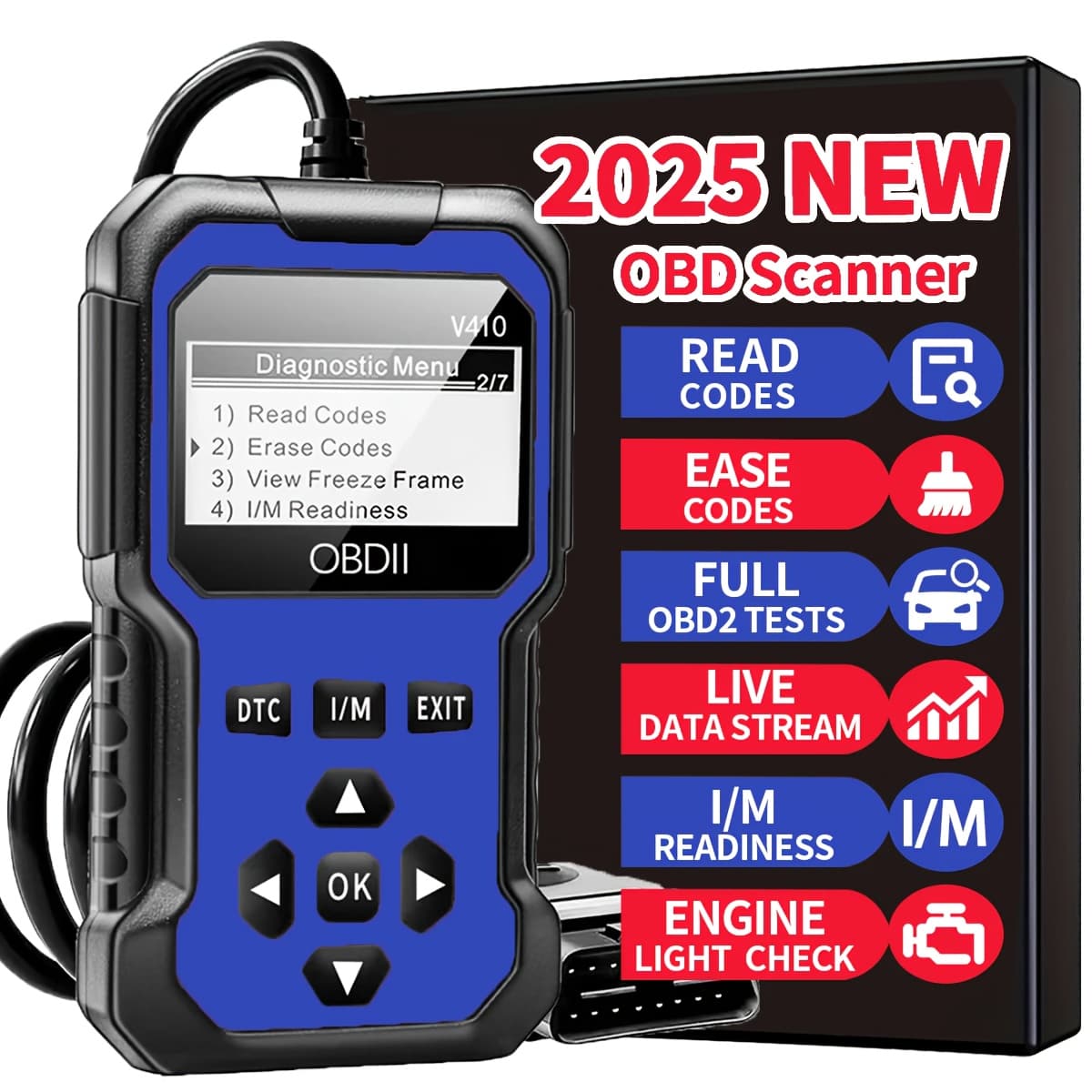 TEMU Diagnostic Scanner, Engine Code Reader With Reset Function, I/m Readiness, And Automatic Engine For All Obdii Vehicles Manufactured , Without Battery