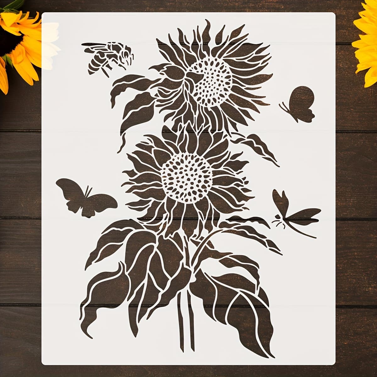 TEMU Large Reusable Sunflower Painting Stencil Summer Flower Stencil Painting Drawing Template For Wall, Floor, Furniture, Wood