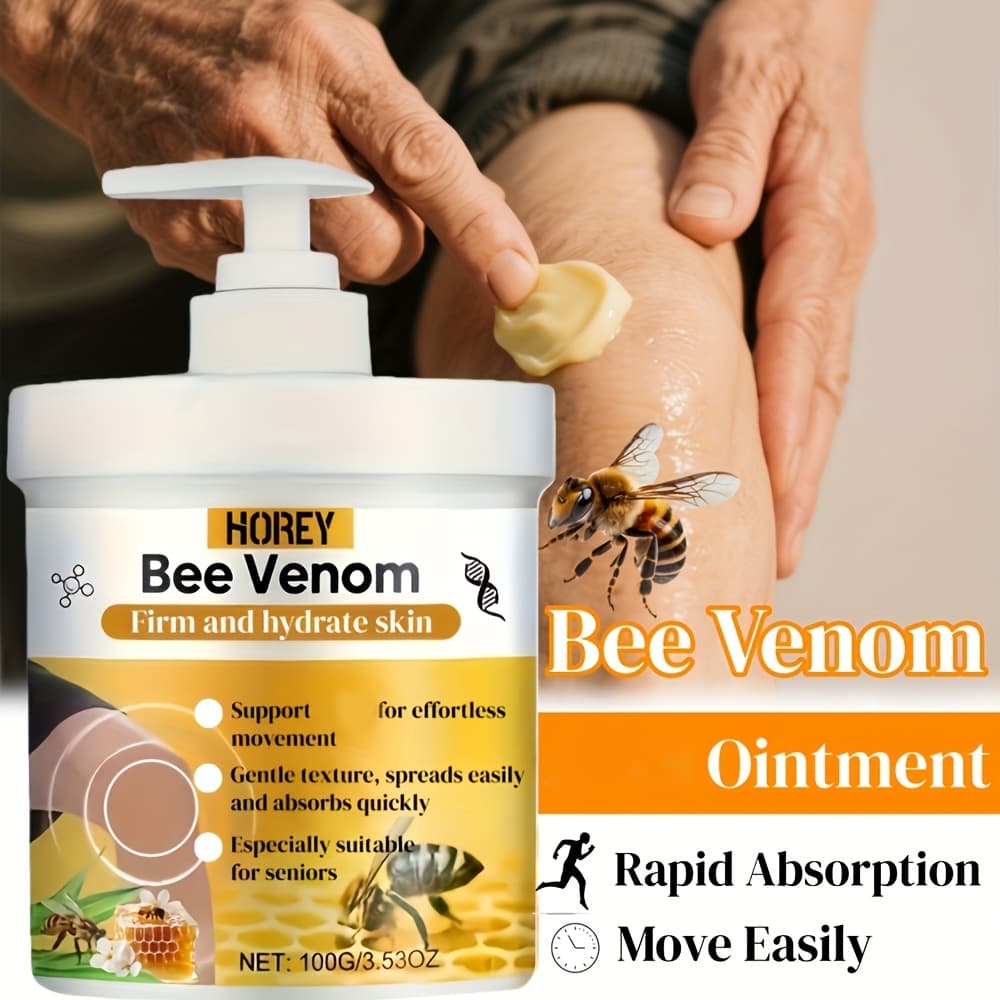 TEMU 100g/3.53oz Bee Venom Massage Cream, Contains Turmeric& Arnica, Suitable For Everyone, Tightens & Moisturizes Skin, Locks In Moisture, , Delicate, Hydrated, &smooth, Suitable For Types.