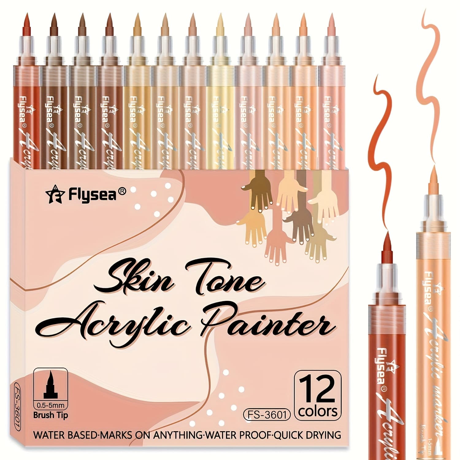 TEMU 12color Soft Head Acrylic Mark Pen Art Diy Glass Plastic Ledger Graffiti Painting Waterproof Markers Set Art Supplies