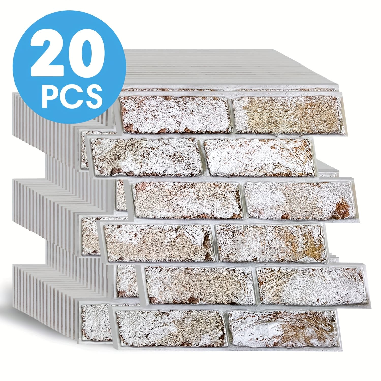 TEMU 20pcs 3d Brick Wall Panels - 11.8" X 11.8" Small Size Thin Pvc Brick Peel And Stick Wall Tiles Farmhouse 3d Self-adhesive Brick Tiles For Living Room, Fireplace, Bedroom, Rv