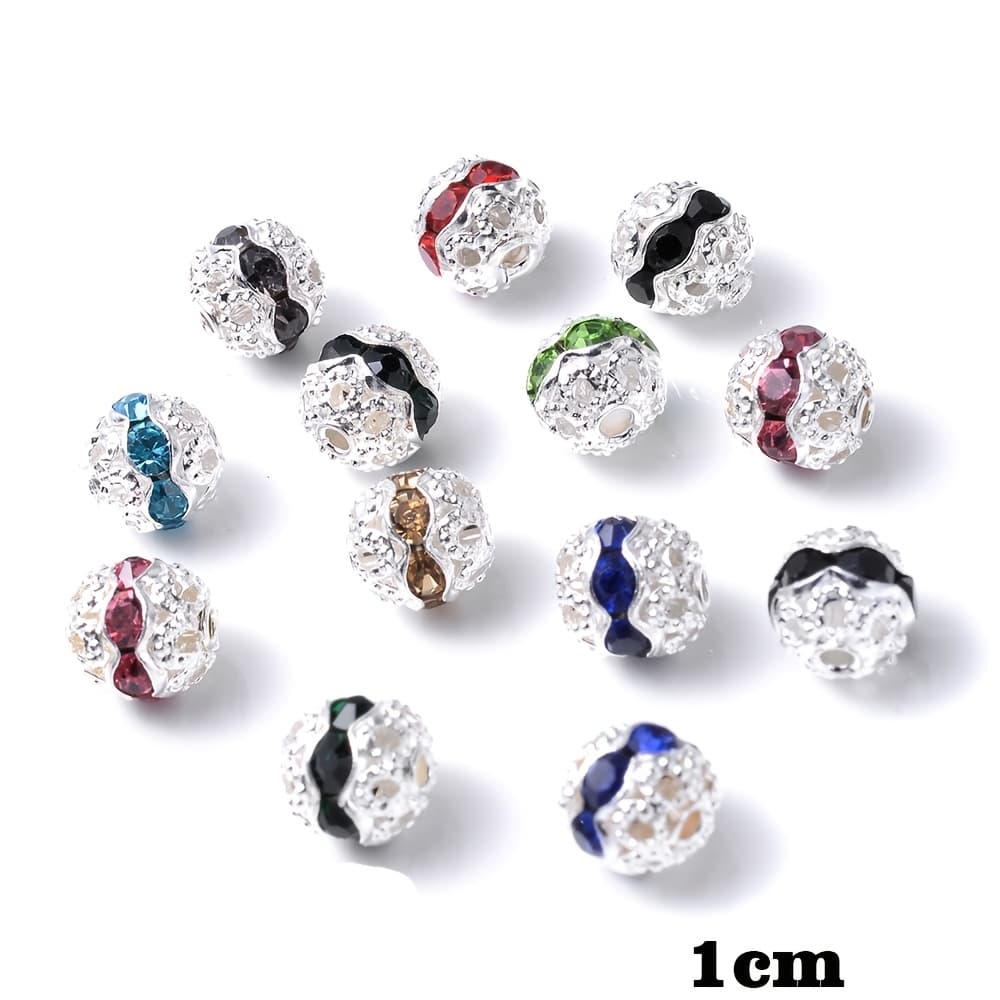TEMU 30pcs 6/8/10mm Multicolor Beads - Hollow Alloy Spacer Beads With 6-8 (red/green/blue/) For Making, Bracelets, Necklaces, Shoe & Charms - Sparkling Beads For Crafting