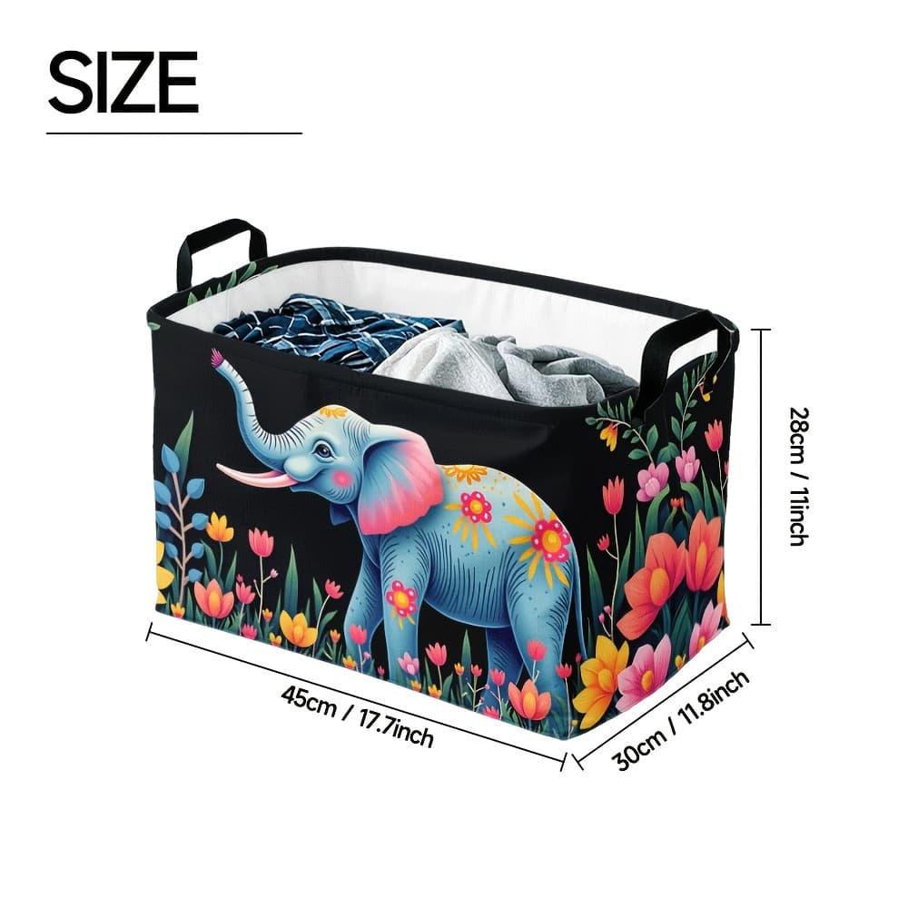 TEMU 1pc, A Rectangular Storage Bin Featuring A Beautiful Flower And , Perfect For Gift Baskets, Playrooms, Bedrooms, And As Room Decor. Made Of Oxford Cloth, It Offers Large Capacity And Is Foldable