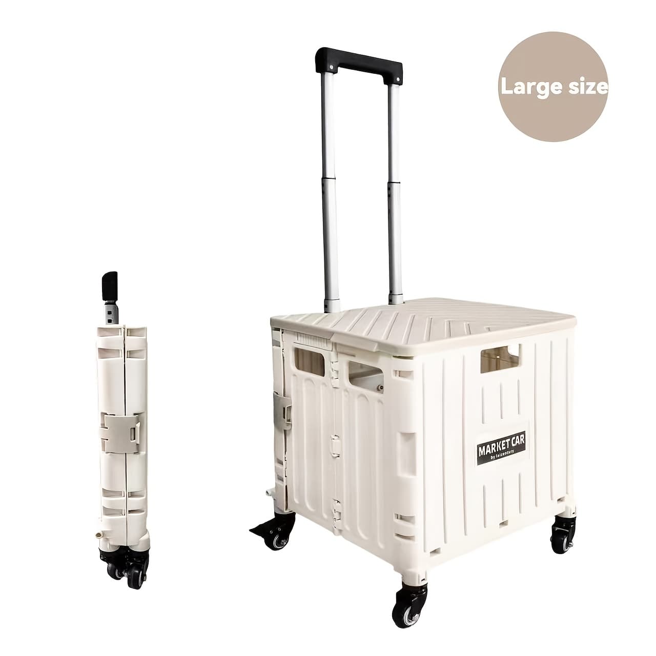 TEMU 1 Office Folding Portable And Lightweight Handcart, No , Portable Small Trailer, Plastic Travel Case, Outdoor Handcart With Universal Wheels, Suitable For Camping, Shopping, Offices