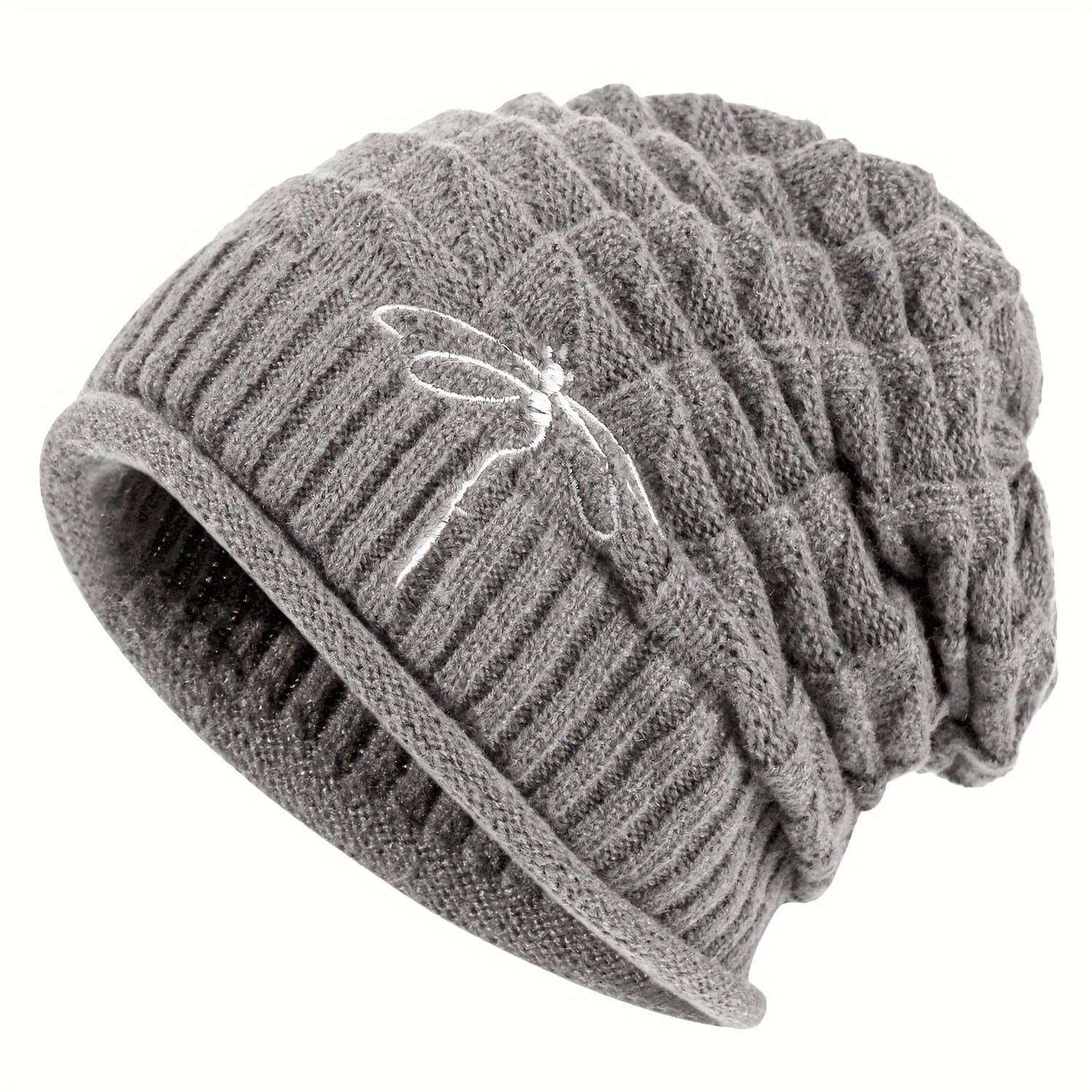 TEMU A Unisex Stretchy Hat Featuring A Dragonfly Embroidery Design, Perfect For Outdoor Activities In Autumn And Winter - An Ideal Gift For Christmas And Halloween