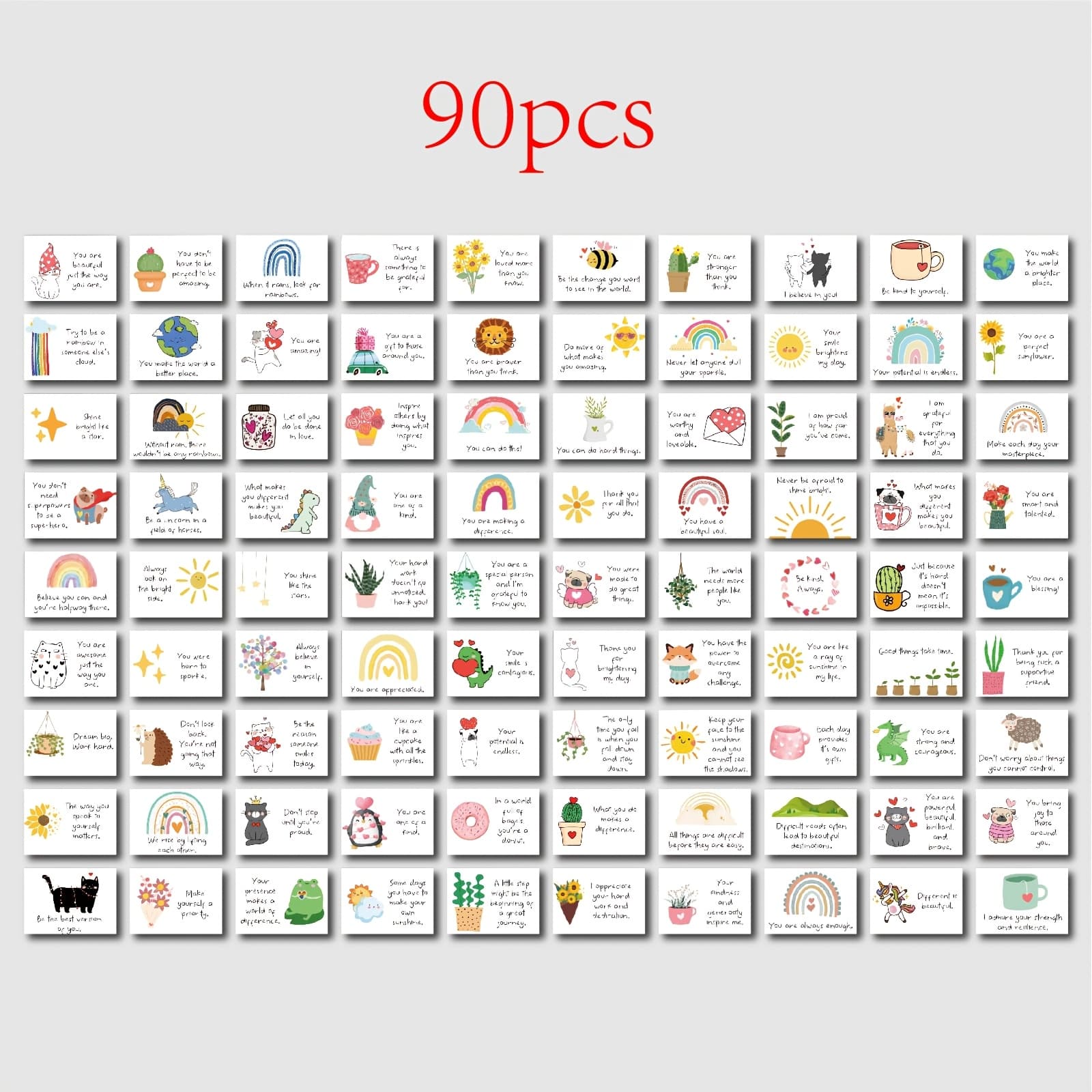 TEMU 90pcs Inspirational Affirmation Cards, Paper , Birthday & Halloween Universal Gifting, Employee & Appreciation, No Electricity Or Feathers Required