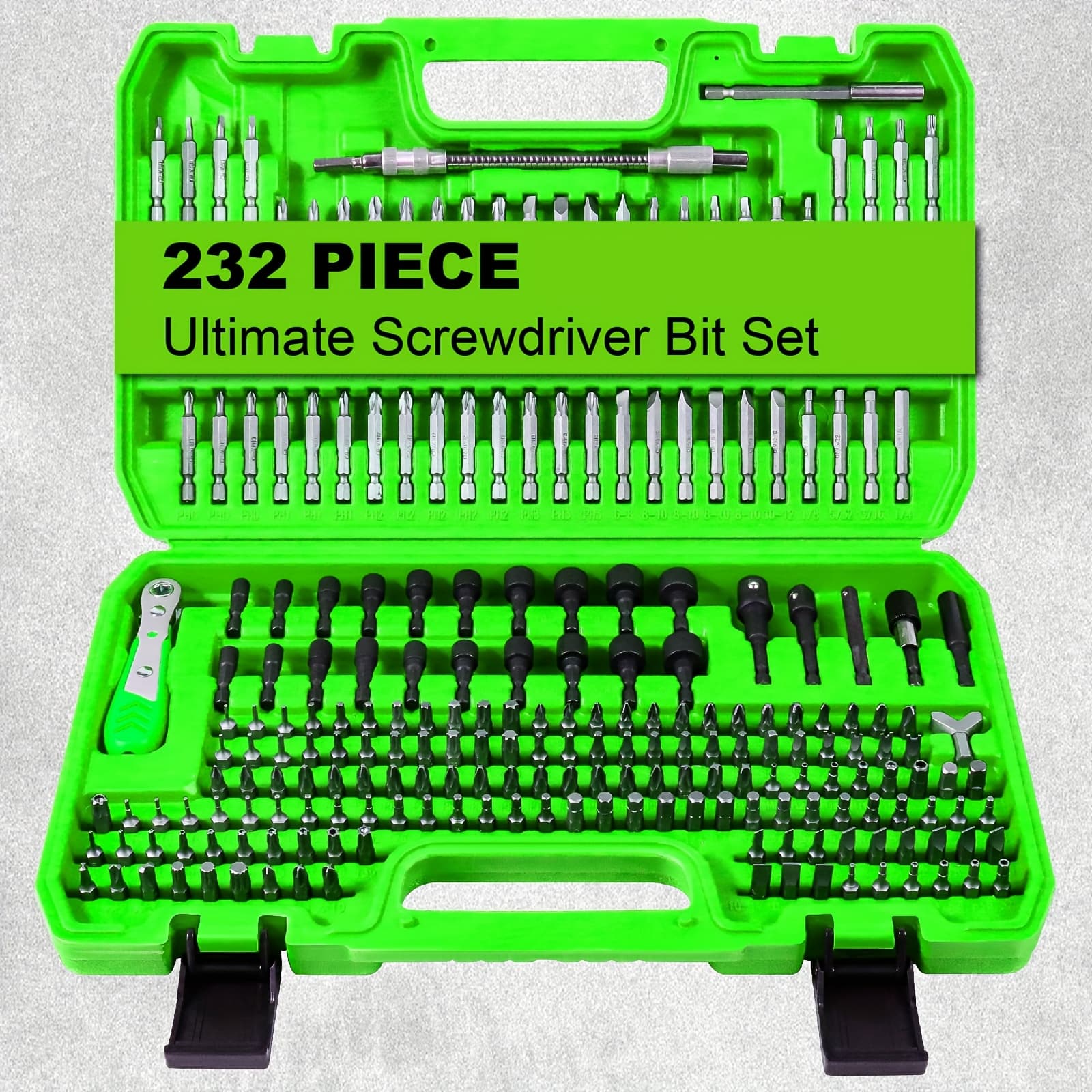 TEMU Sunhz Mckp 232pcs Screwdriver Bit Set, Cr- Impact Driver Bits, Includes Security, Drill, Nut Driver, Ratchet Wrench & Holder, Fine Christmas Gift
