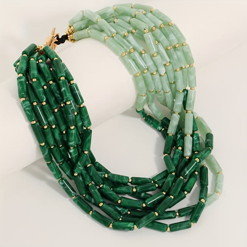 TEMU 1pc Elegant Bohemian Style Beaded Necklace - Party Jewelry For Daily And Special Occasions