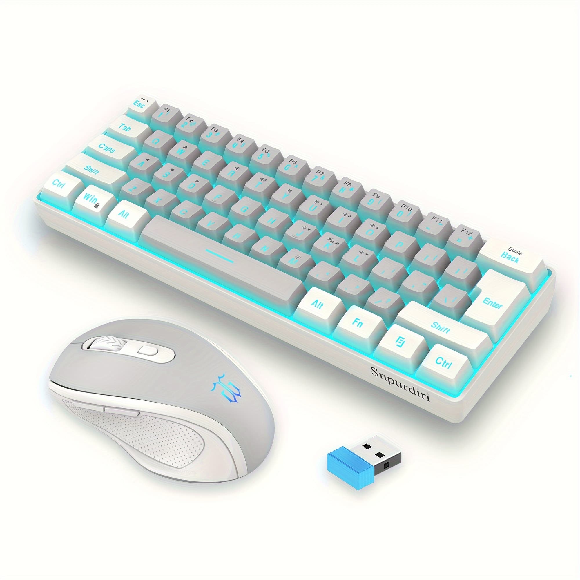 TEMU Snpurdiri's 60% Wireless Gaming Keyboard Features Rgb Lighting And Comes With A 2.4g Wireless Mouse. It Includes A Compact Mechanical Touch Keyboard With An And Is Rechargeable