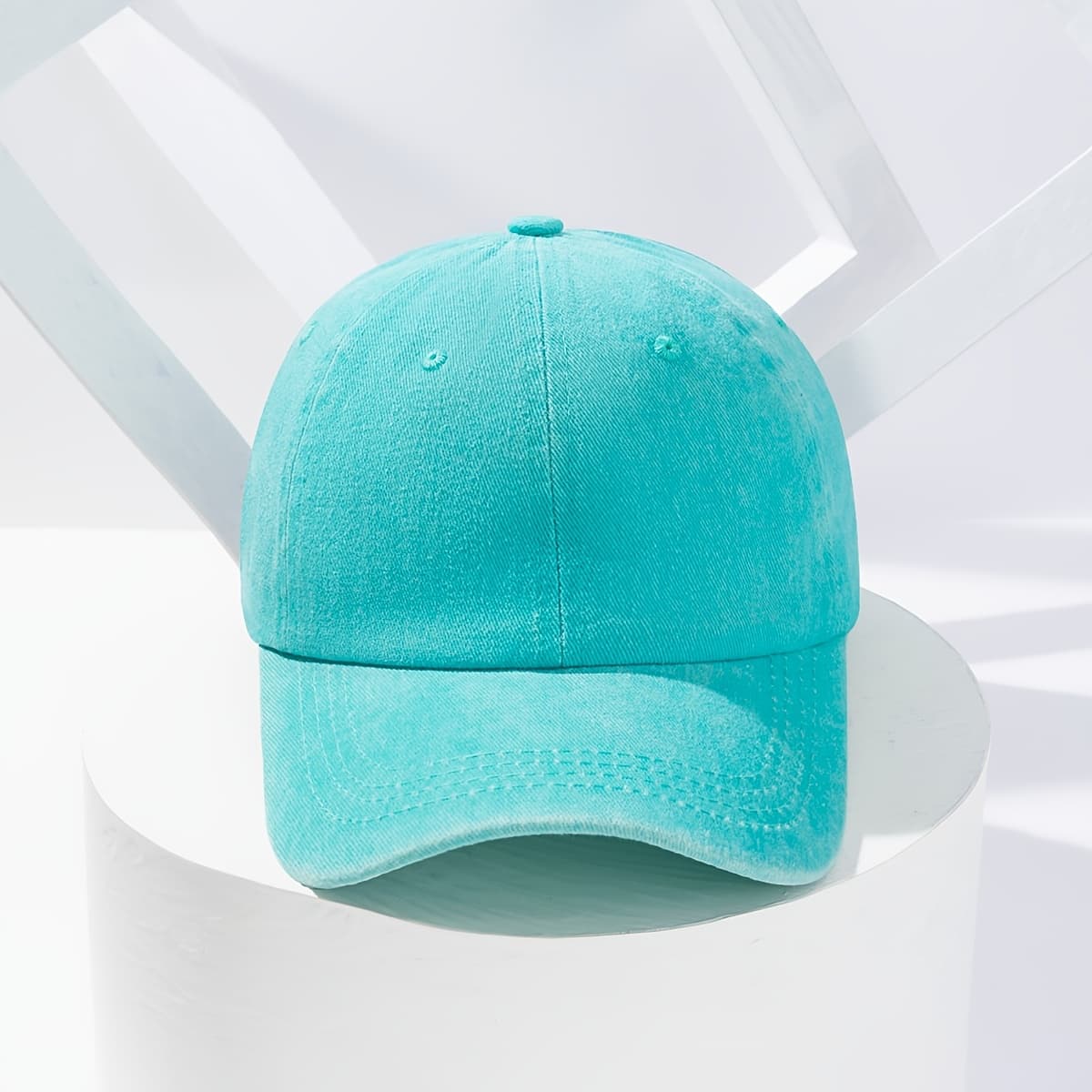 TEMU 1pc Washed Distressed Solid -line Baseball Unisex All Year Casual Wear Hat Ideal Base For Diy Work