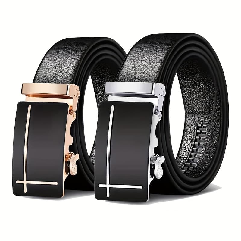 TEMU 2pcs Men's Belt With Automatic , Business & Casual Wear, For Gifts